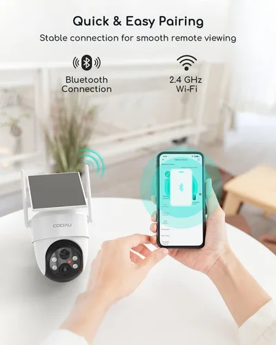 Miniatura 9 de Cámaras COOAU para seguridad del hogar, cámaras de seguridad solar de 2K 360° inalámbricas para exteriores, recargables para poca luz, fáciles de 2