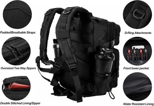 Miniatura 5 de LHI Mochila Militar Táctica para Hombres y Mujeres 25L/35L Mochila de Asalto del Ejército Bolsa Mochila Pequeña con Portabotellas