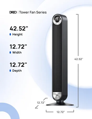 Miniatura 9 de Dreo - Ventiladores inteligentes de torre para el hogar, ventilador oscilante de 90° para dormitorio, control de voz, temporizador de 12H