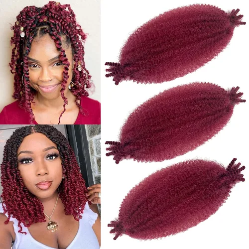 Miniatura 19 de Trenzas de pelo rizado anudadas a crochet estilo afro Marley, 12 pulgadas, pelo pre-separado y trenzado en resorte, trenzas de pelo afro rizado y 4#