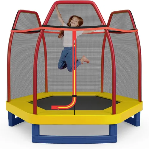 Miniatura 12 de Giantex - Trampolín de 7 pies para niños, marco de acero resistente pequeño mini trampolín para niños pequeños, grandes regalos para niños y niñas