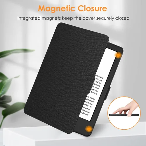 Miniatura 4 de Fintie Slimshell - Funda para Kindle de 6 pulgadas (11ª generación, versión 2024/2022), funda ligera de piel sintética con apagado y encendido Negro