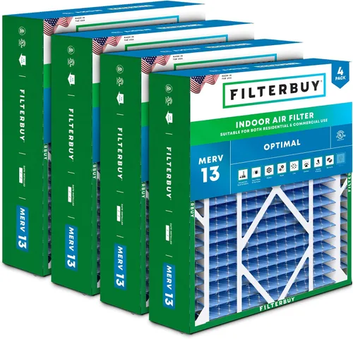 Miniatura 21 de Filterbuy Filtro de aire 10x17x2 MERV 13 Defensa Óptima contra Humo y Alergias (Paquete de 4), Filtros Exteriores Plisados Electrostáticos
