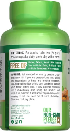 Miniatura 7 de Nature's Truth Suplemento de cápsulas de curcumina de cúrcuma con 95% curcuminoides estandarizados y bioperina 90 unidades Sin OMG y sin gluten