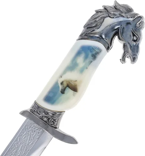 Miniatura 4 de ASR Outdoor Cuchillo de caza de coleccionistas de 13 pulgadas con vaina decorativa y mango con cabeza de animal (muchos estilos)