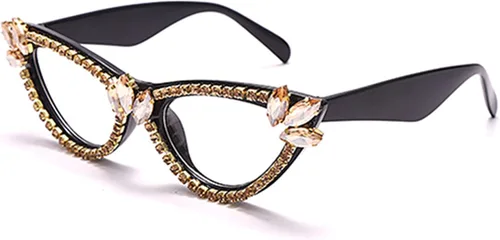 Gafas de lectura con diamantes de imitación brillantes con marco retro con montura de gato