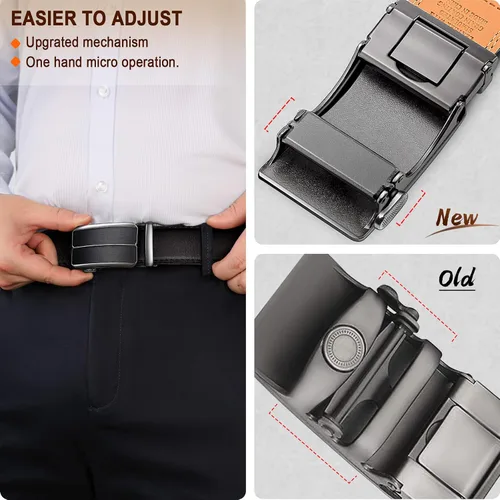 Miniatura 5 de BULLIANT - Cinturón con diseño ajustable de trinquete deslizante para hombre, para usar con pantalón de vestir y camisa Oxford, ajustable a medida