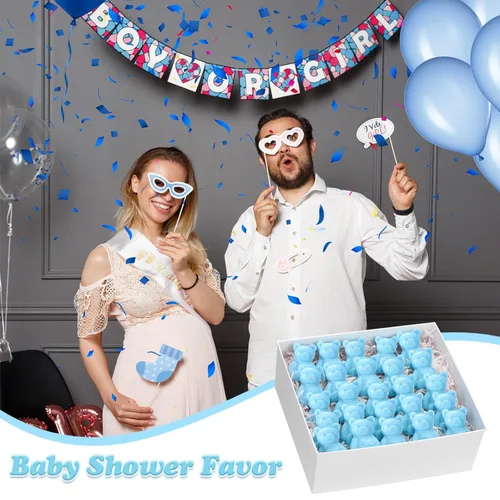 Miniatura 4 de Buryeah Juego de 48 regalos de oso para baby shower para invitados, jabón de oso pequeño con etiquetas de agradecimiento, jabón hecho a mano