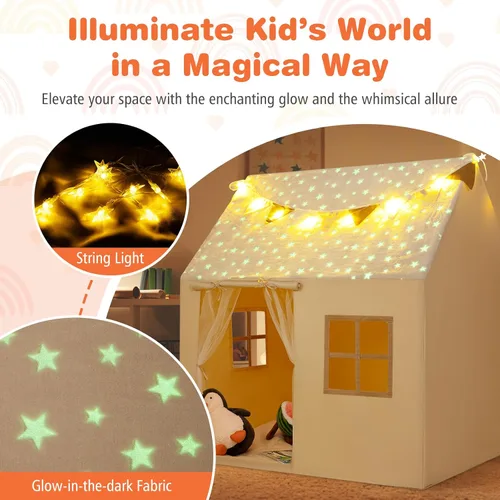 Miniatura 2 de Costzon Tienda de campaña para niños con alfombrilla acolchada, castillo para niños pequeños con cuerda ligera, tela que brilla en la oscuridad