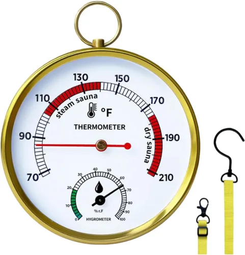 Sauna Thermometer Fahrenheit and Hygrometer 2-in-1,Sauna Temperature Gauge with Lanyard,Hanging Indoor Humidity Temperature Monitor,Infrared Steam