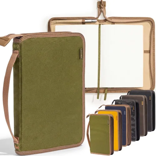 Miniatura 15 de LOCHBY® Carpeta Field A5 Cubierta de carpeta de 6 anillas Lona encerada resistente al agua Diseño plano Sistema A5 apto para recargar