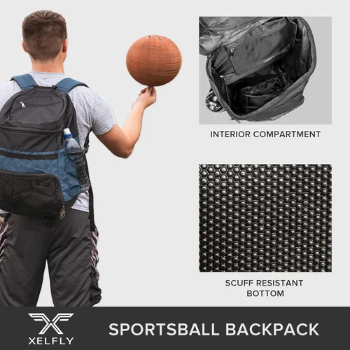 Miniatura 7 de Xelfly Mochila de baloncesto con compartimento para pelotas