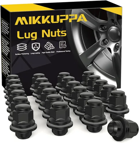 Miniatura 11 de MIKKUPPA 20 piezas de tuercas de llanta M12 x 1.25 – 37 mm 13/16 Hex OEM estilo mag con arandela de fábrica, tuercas negras de reemplazo para rueda