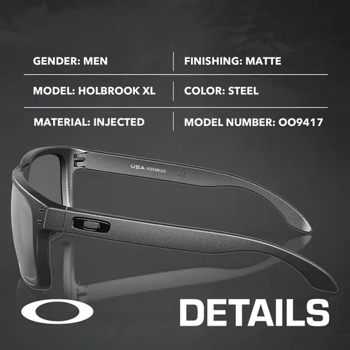 Miniatura 2 de Oakley HOLBROOK XL OO9417 Square Shape Sunglasses With Official Eyewear Kit Marco de acero Lente polarizada negra Prizm