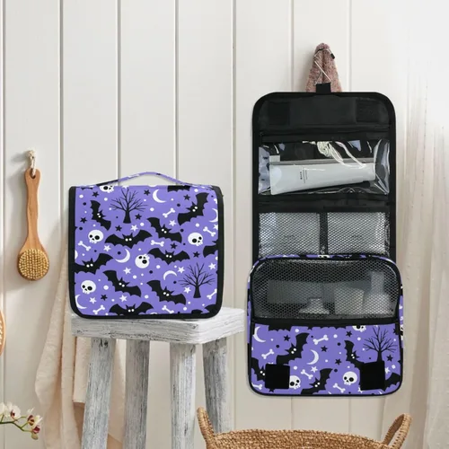 Miniatura 4 de MNSRUU Hanging Toiletry Bag Bats Satellites Skulls and Trees Travel Makeup bag for Toiletries Portable Travel Toiletry Organizer Cosmetic Bags with