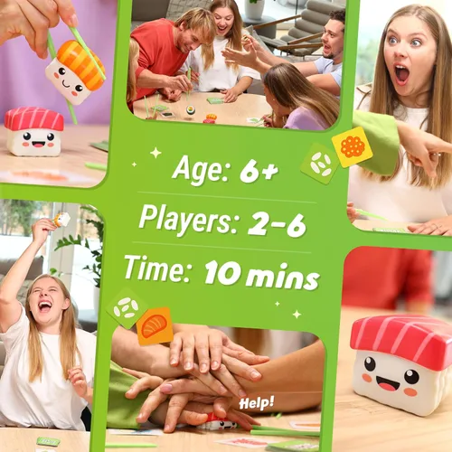 Miniatura 6 de Super Sushi – Divertido Juego de Mesa Familiar - Hilarantísimo Juego de Cartas de Emparejamiento para Fiestas Familiares para Niños, Adolescentes