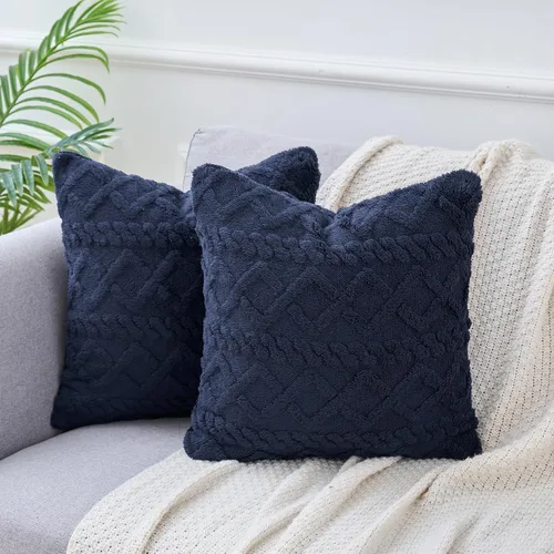 Miniatura 15 de uxcell Juego de 2 fundas de almohada de felpa de lana sintética, fundas de almohada con patrones geométricos, fundas de almohada decorativas