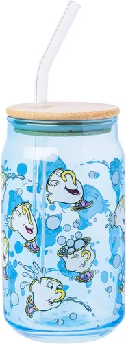 Miniatura 13 de Silver Buffalo Disney Alice in Wonderland Tarro de vidrio con tapa de bambú y pajita de vidrio, 16 onzas