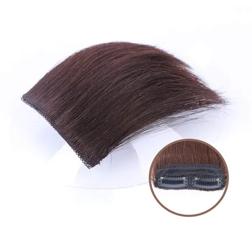 Miniatura 2 de Peluca de cabello humano con clip para cabeza gruesa y recta, para mujer, peinados de 4.7 in/2 clips, marrón oscuro