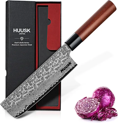 Miniatura 14 de Huusk Juego de Cuchillos de Cocina Japonés - 3 piezas Cuchillo de Damasco VG10 forjado a mano, Cuchillo para deshuesar para cortar carne, Cuchillos