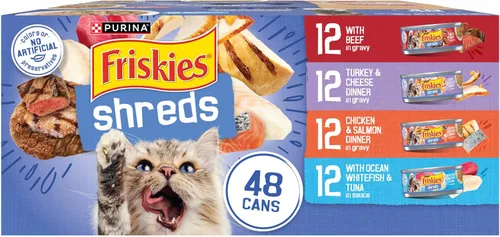 Miniatura 14 de Purina Friskies - Paquete variado de alimentos húmedos para gatos en salsa, trizas sabrosas con cena de res, pavo y queso, cena de pollo y salmón