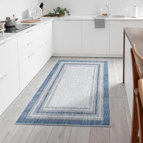 Miniatura 56 de Beeiva Alfombras florales de entrada, lavables para interiores, ultra fina, de 2 x 3 pies, antideslizante, para cocina, tapete de cachemira suave