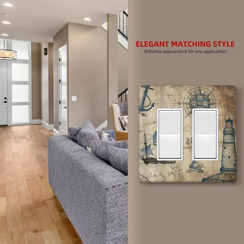 Miniatura 668 de Placa Decorativa de Pared de Granja Rústica con Cuerno de Madera para Puerta de Granero 1 Banda Duplex Cubiertas de Toma Eléctrica Soltera