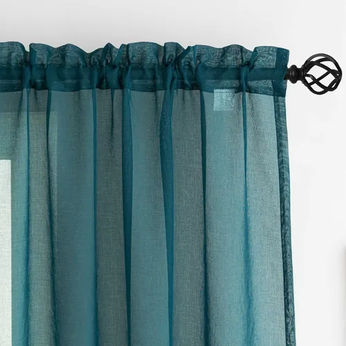 Miniatura 62 de Cortinas para ventana cortinas blancas traslúcidas de 90 pulgadas de largo, 2 paneles de cortinas de tul, paneles de ventana para cortinas de Blanco