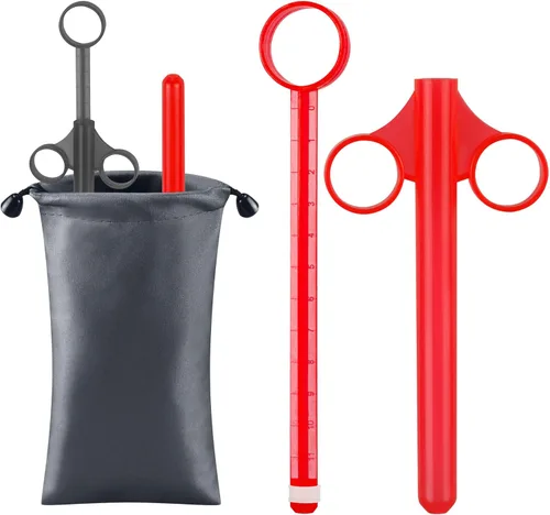 [2 piezas + bolsa de almacenamiento] Jeringa aplicadora de lubricante con escalas precisas de 0.3 fl oz, disparador de lubricante anal de 6.5 Negro