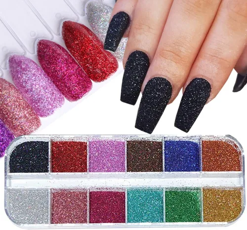 Miniatura 18 de Polvo luminoso de uñas de 12 colores, pigmento fluorescente holográfico, brillo holográfico, arte de uñas, diseño de polvo, suministros de uñas