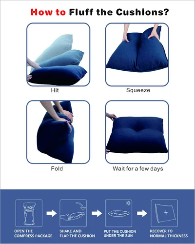 Miniatura 5 de Cojín para muebles de exterior, cojines para silla de asiento profundo, asiento de espuma, tela Sunbrella 24 x 24 pulgadas, lona carbón Lona
