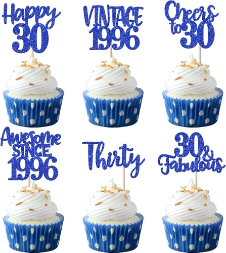 Miniatura 15 de Rsstarxi Paquete de 24 adornos para cupcakes vintage 2019 con purpurina negra para 5º cumpleaños, saludos a 5, cinco, 5, 5 fabulosos para cupcakes