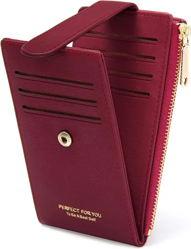 Miniatura 23 de Badiya Tarjetero para mujeres con RFID, carteras delgadas, plegables, tarjetero multifuncional, monedero