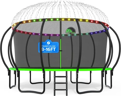Miniatura 9 de DeepRoar Tranpoline de calabaza mejorada de 8/10/12/14/15/16 pies para niños, juego de tranpolina para exteriores resistente de 1500 libras con aro