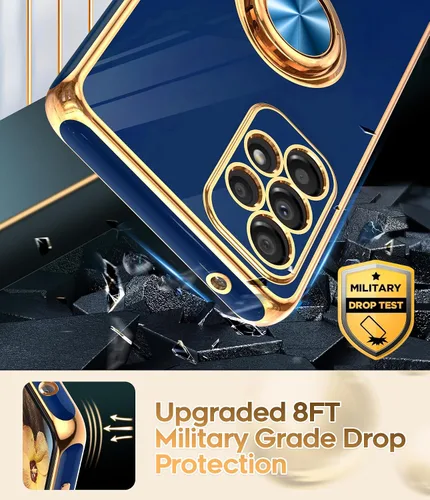 Miniatura 7 de LeYi Funda para Samsung Galaxy A53 5G con Protector de Pantalla de Vidrio Templado [Paquete de 2] Soporte de Anillo Giratorio de 360° Soporte Azul