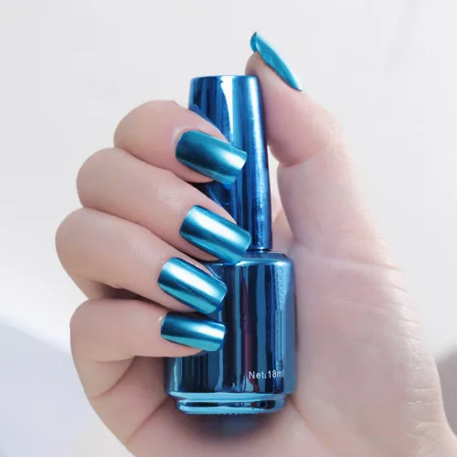 Miniatura 14 de Esmalte de uñas metálico, herramienta de manicura acrílica para bricolaje, esmalte de uñas de pintura de secado rápido y despega (morado)