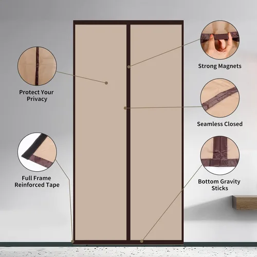 Miniatura 3 de Cortina de puerta con aislamiento magnético, cubierta térmica para puerta, cierre automático, puerta de privacidad de cierre automático para aire