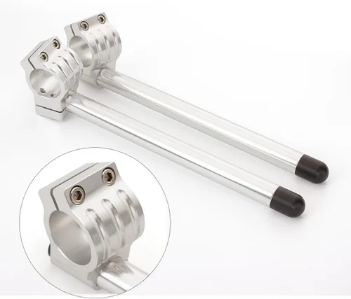 Miniatura 4 de 1.220 in motocicleta clip en manillar apto para tenedor tubo 1.220 in, 7/8" Street&Sport Bike Handlebar, 1.220 in Clip on barras CNC plata