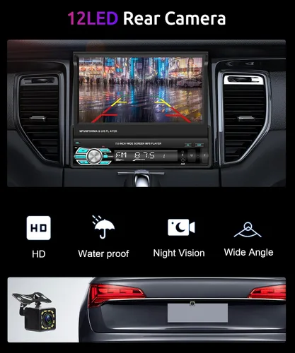Miniatura 6 de Radio estéreo para automóvil con AppIe Carplay Android Auto Airplay MirrorLink, podofo 7 pulgadas 1080P Flip Out Car Radio Bluetooth FM Radio HD