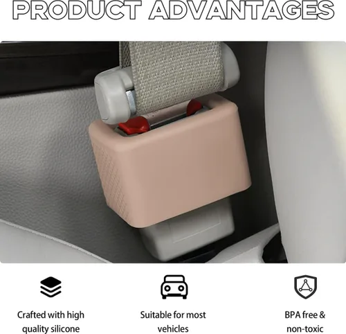 Miniatura 3 de Augeny 2 unidades de soporte para hebilla de cinturón de seguridad, refuerzo de hebilla de cinturón de seguridad trasera de silicona para automóvil