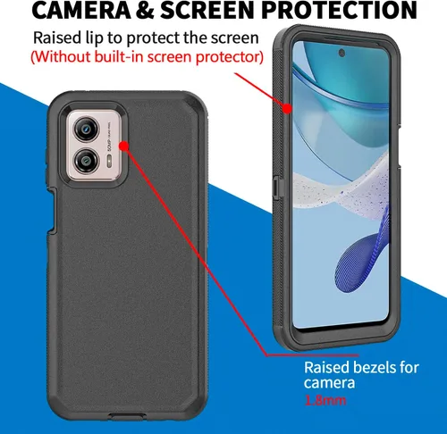 Miniatura 4 de Funda para Moto G 5G 2023, Motorola G 5G 2023, resistente, a prueba de golpes, a prueba de polvo, resistente, protectora, 3 en 1, color negro