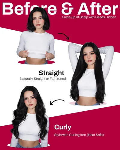 Miniatura 4 de Moresoo - Extensiones de cabello con microanillo, 100 % cabello humano real, pelo suave, 1.76 oz-50 g/50s