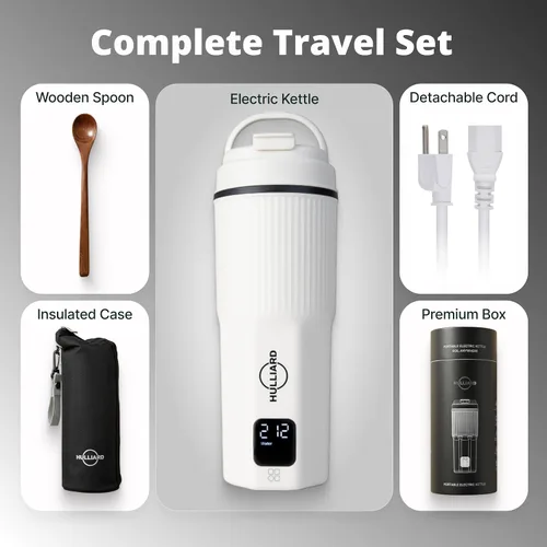 Miniatura 2 de Hervidor Eléctrico de Viaje - Acero Inoxidable 316, Hervidor de Té Portátil y Calentador de Agua, Hervidor de Agua Portátil de 450ml, 6 Ajustes