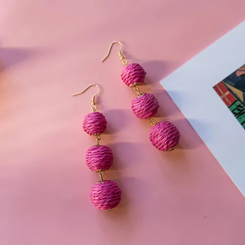 Miniatura 3 de Yanxyad Thread Ball Dangle Earrings Thread Dangle Earrings Soriee Drop Earrings Beaded Ball Ear Drop