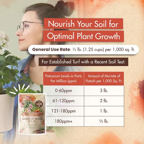 Miniatura 5 de Abono de Potasa Muriata 0-0-60, Abono de Alto Contenido en Potasio para Plantas, Ideal para el Alimento de Plantas y Abono de Potasa para Plantas