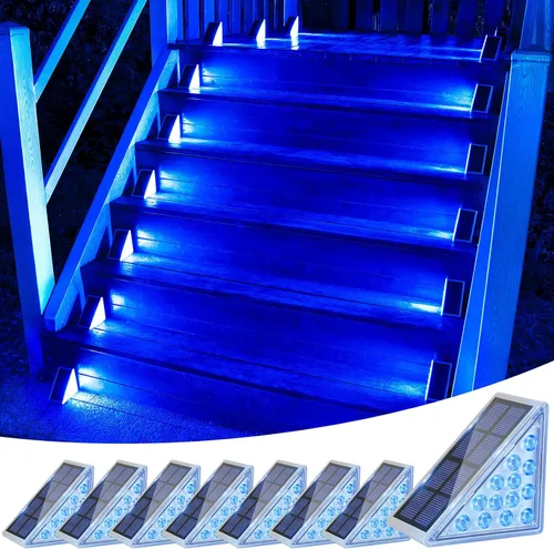 Miniatura 18 de VOLISUN Paquete de 8 luces solares para escaleras, 7 colores fijos, luces solares para escalones al aire libre, impermeables, IP67, luz LED