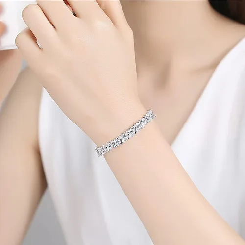 Miniatura 3 de Pulsera de tenis de cristal de oro de 14 quilates para mujer, diseño de hojas delicadas, bisel con bisel y ajuste de cristal natural, regalo