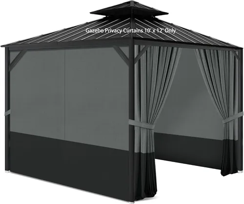 Miniatura 15 de Cortinas de privacidad con cremallera, 4 paneles de pared lateral, reemplazo universal para patio, toldo al aire libre, jardín y patio trasero