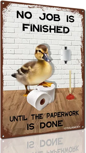 Miniatura 6 de Cartel de hojalata de baño con texto en inglés "No Job is Finish" de metal vintage con texto en inglés "No Job is Finish" ("No Job is Finish")