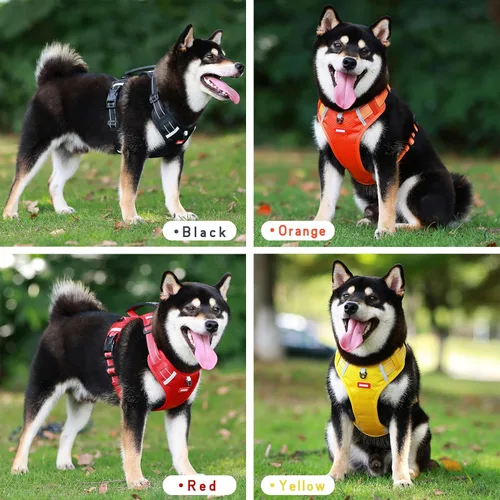 Miniatura 6 de Arnés para perro sin tirones, ajustable, reflectante, suave, acolchado, arnés de chaleco para perro pequeño, mediano y grande, con asa resistente